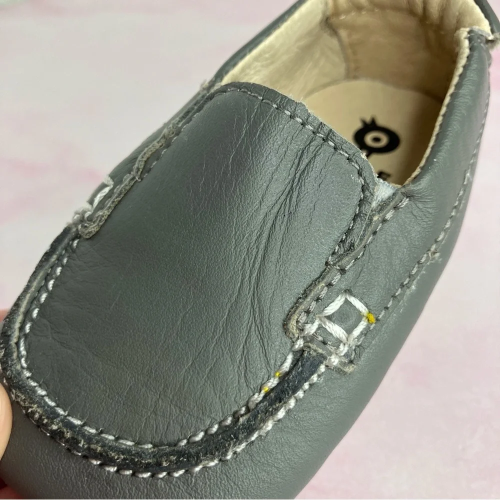 Old Soles Baby boat shoes taupe grey‎ leather loafers shoes 18 EU or 2 infant US